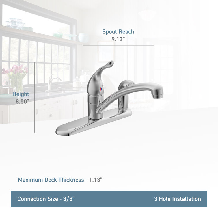 Classic Chrome Deck-Mounted Kitchen Faucet with Pull-Out Spray