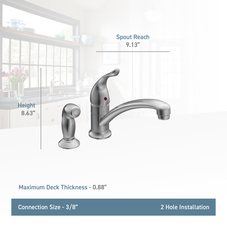 Chateau Chrome Single Handle Kitchen Faucet with Side Spray