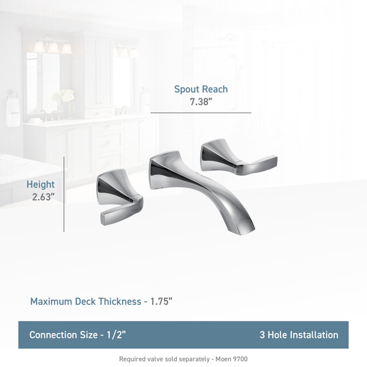 Voss Brushed Gold Wall-Mount Bathroom Faucet with Lever Handles