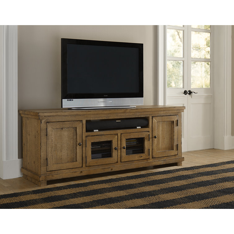 Rustic Willow Brown 74" Pine Media Console with Cabinet