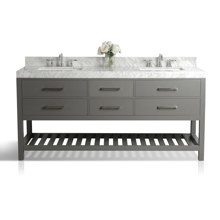 Elizabeth 72'' Sapphire Gray Double Sink Vanity with Marble Top
