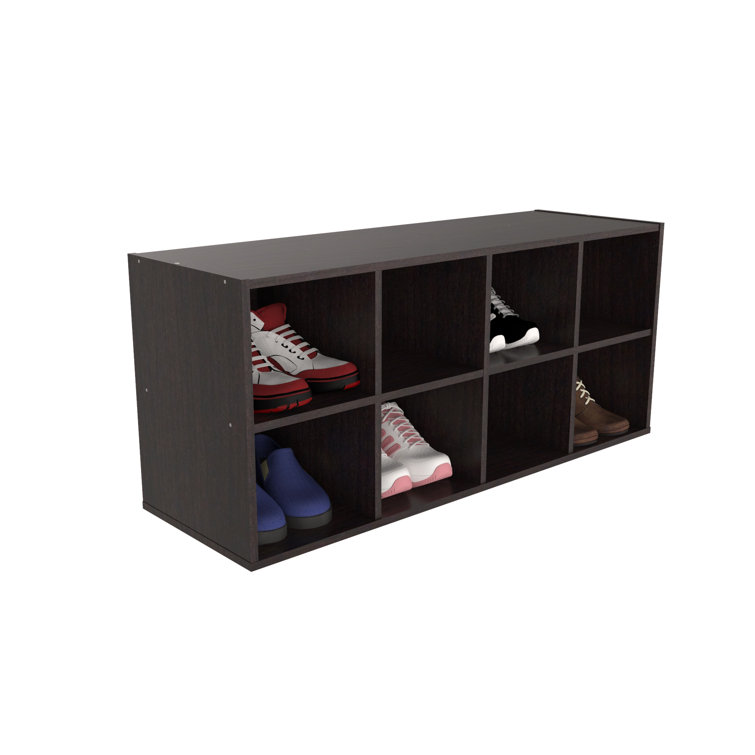 Espresso Stackable 8-Cubby Shoe Storage Organizer
