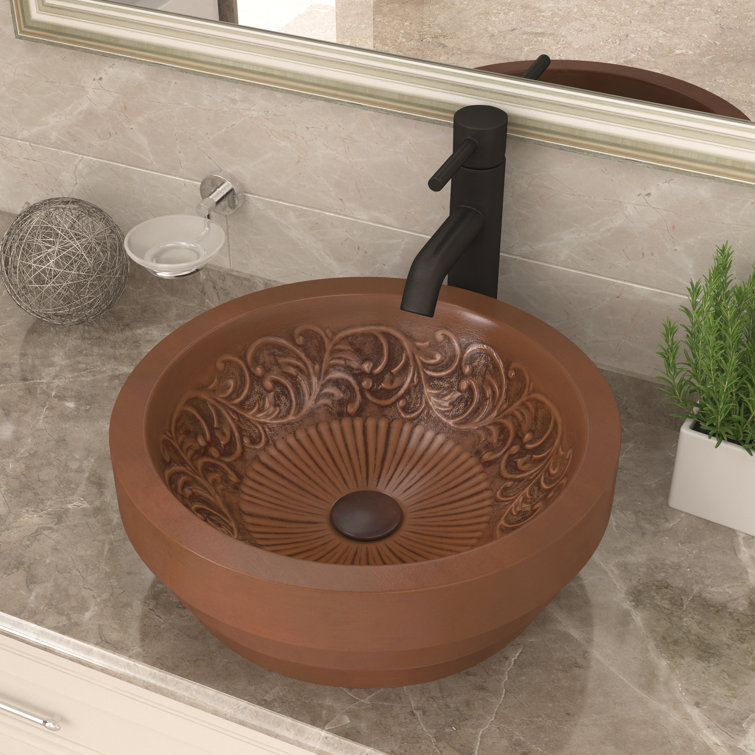 17'' Round Polished Copper Above-Counter Bathroom Sink