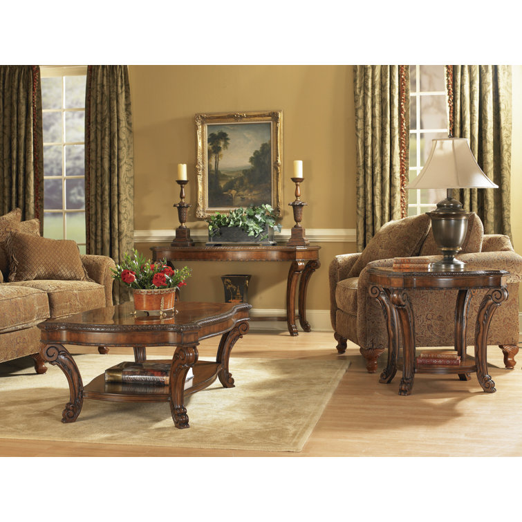 Old World 52" Oval Coffee Table in Warm Pomegranate