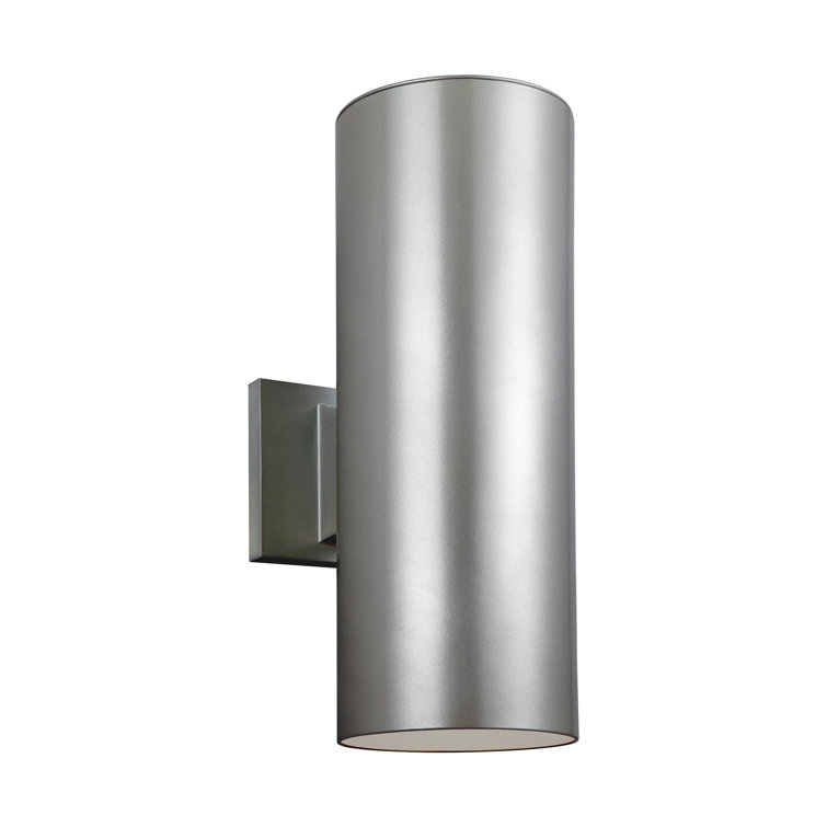 Tall Brushed Nickel Cylinder Outdoor LED Wall Light