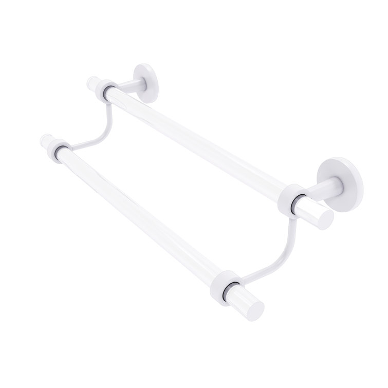 Matte White Brass and Acrylic Double Towel Bar