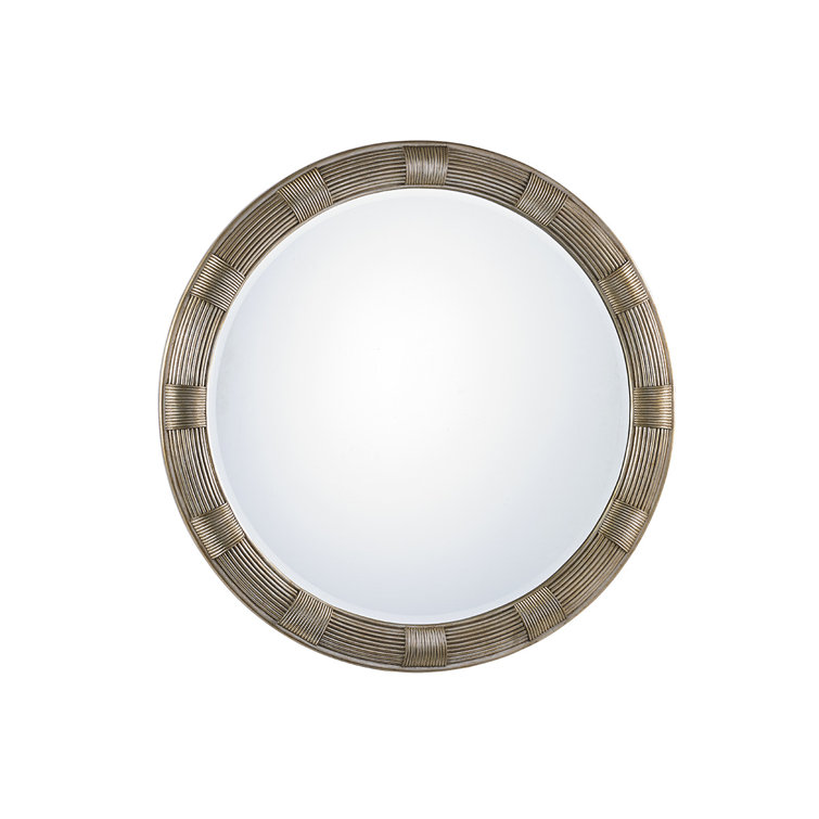 Transitional Beverly Round Wood & Silver Leaf Dresser Mirror 42.5"