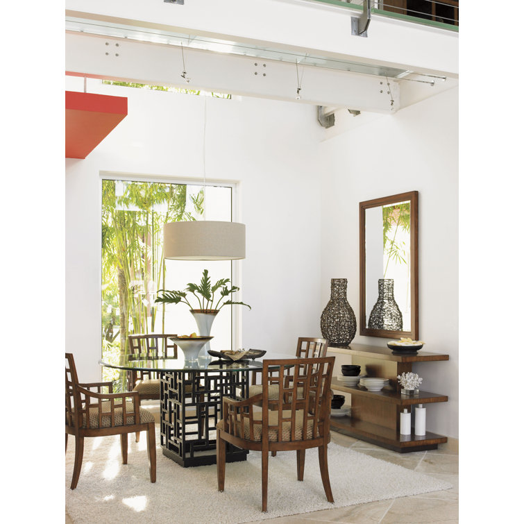 South Seas 54" Round Brown Glass Top Dining Table