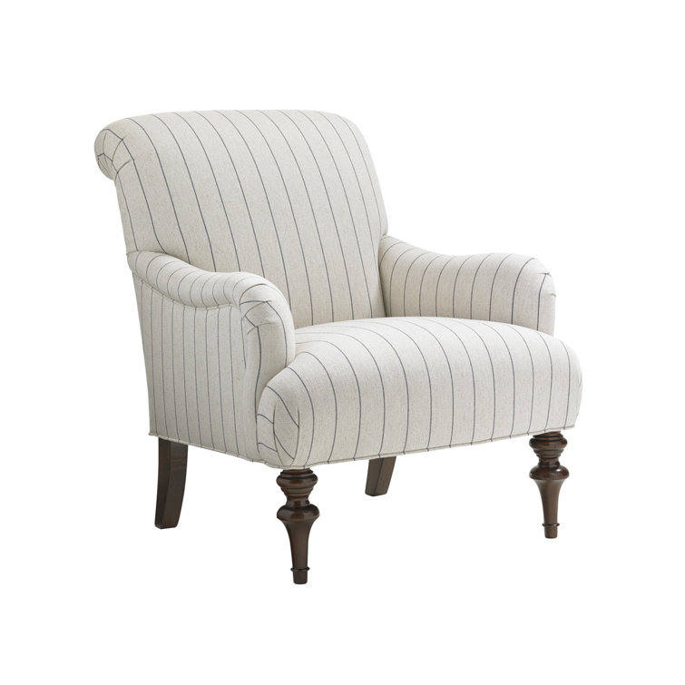 Elegant White Leather Lexington Armchair with Recessed Arms