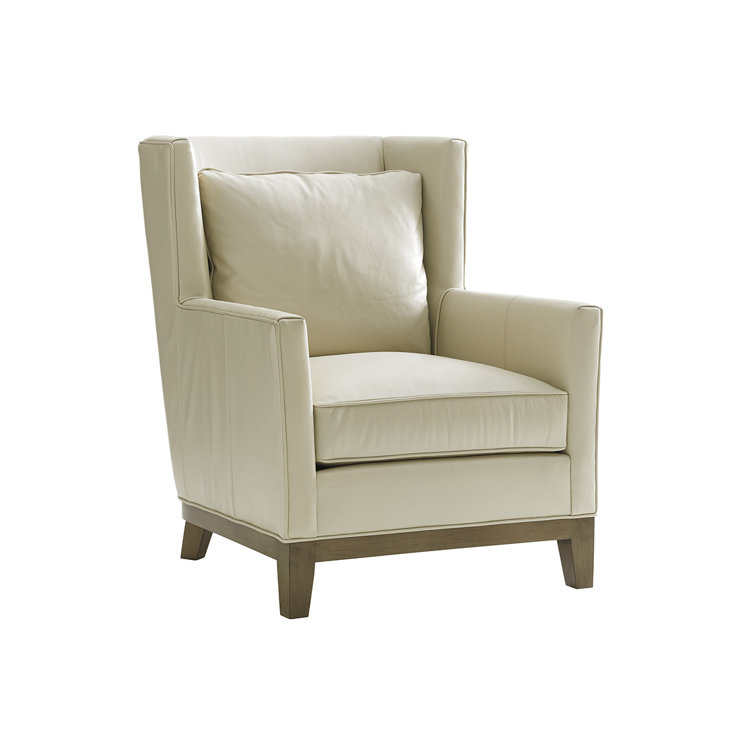 Atlas Full Grain Leather Wingback Chair in Natural Beige