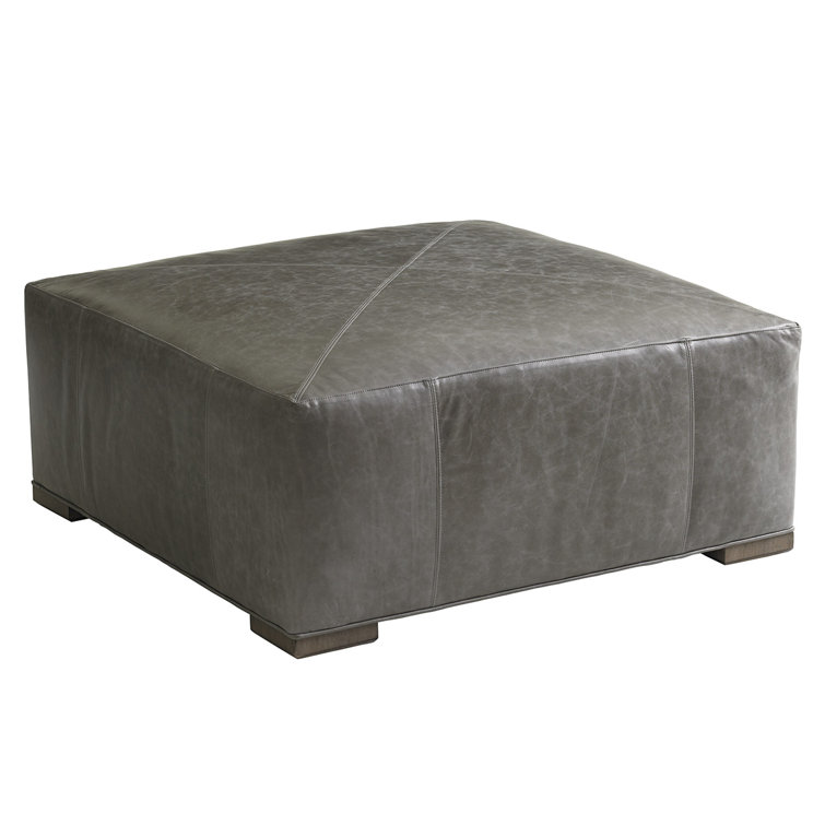 Shadow Play Melina 17" Grey Leather Square Ottoman