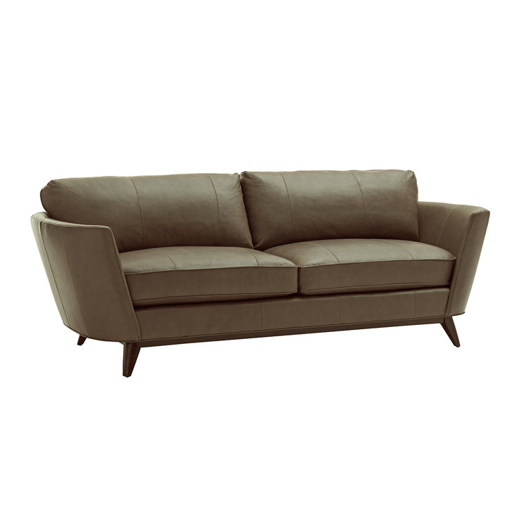 Kahn Full Grain Leather Sofa with Down Fill & Nailhead Accents