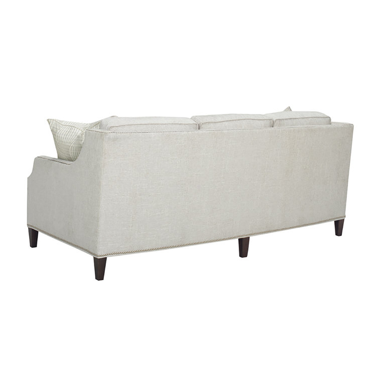 White Fabric Track Arm Sofa with Down Fill Cushions