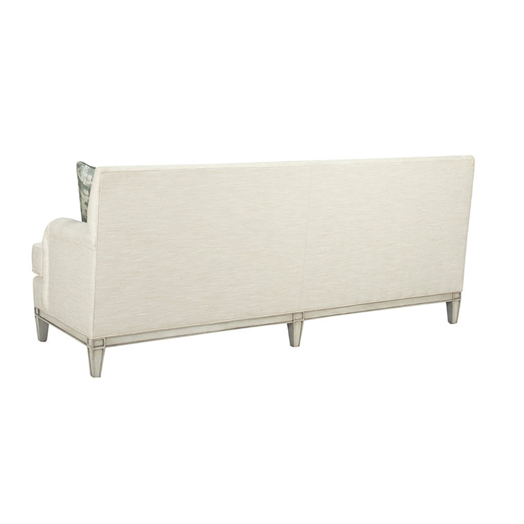 Kensington Rolled Arm Sofa in White Rayon with Mahogany Legs