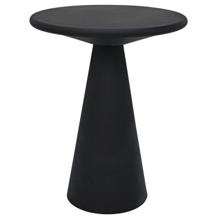 Futurist Noir 15.5" Round Metal & Glass Side Table