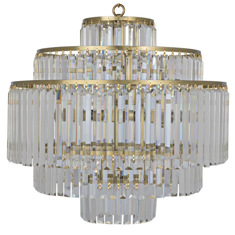 Quintus Antique Brass 25" Crystal Tiered Chandelier