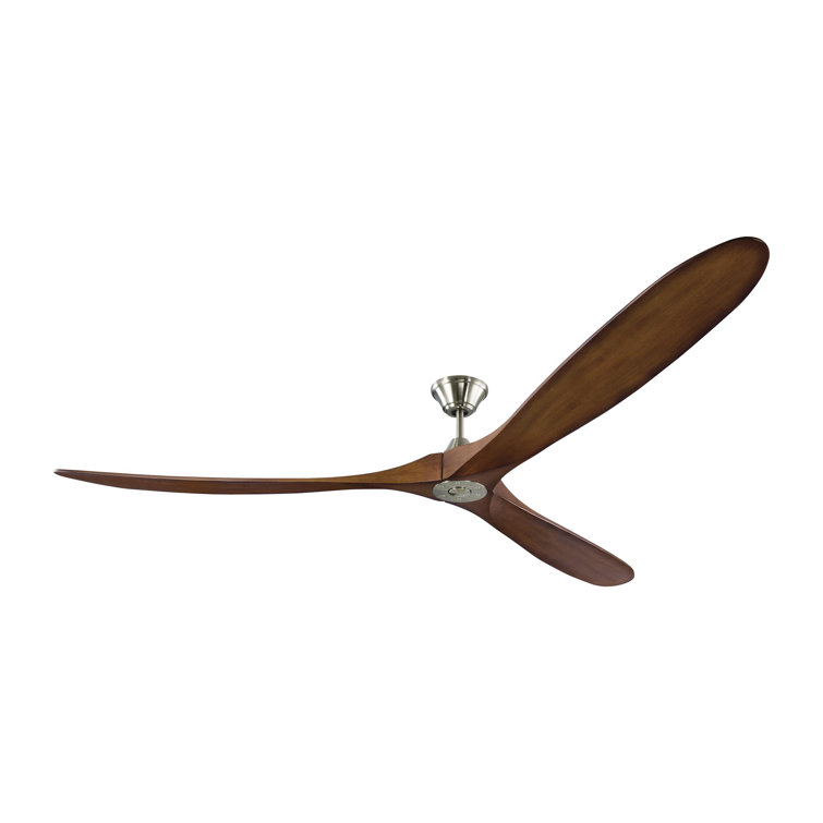 88 Inch Brushed Steel Ceiling Fan with Koa Wood Blades and Remote