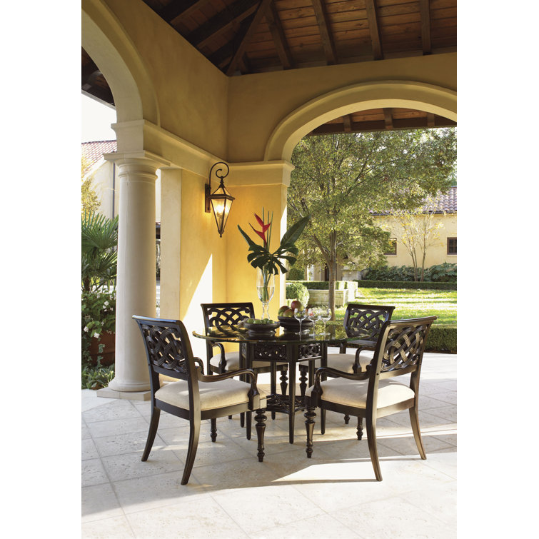 Elegant Transitional 60" Black/Brown Mahogany Dining Table with Glass Top