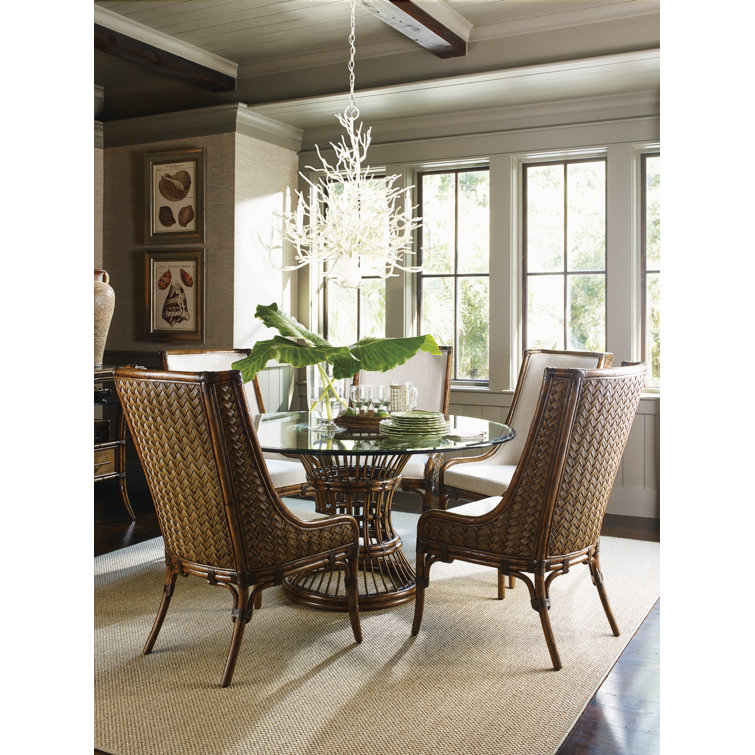 Contemporary Latitude Round Glass Extendable Dining Table, 54"-84"