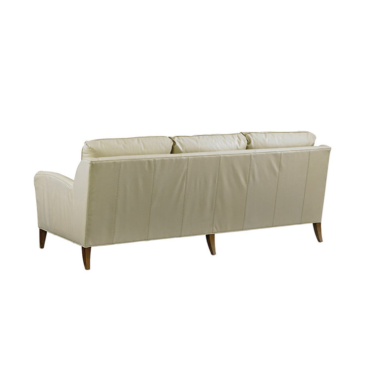 Cream Full Grain Leather Sofa with Down Fill Cushions