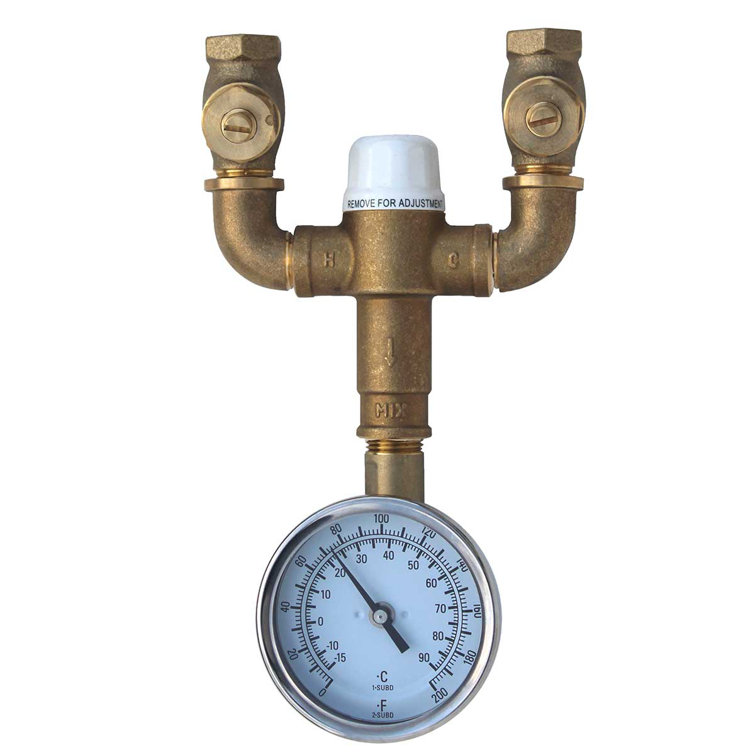 Rough Brass Thermostatic Mixing Valve with Dial