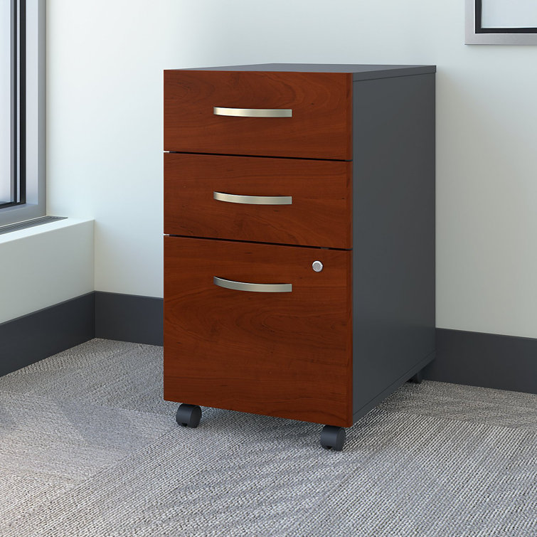 Hansen Cherry 3-Drawer Mobile Lockable File Cabinet