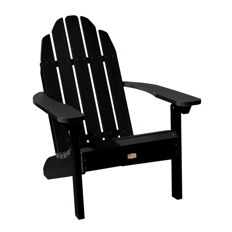 Abyss Black Recycled Plastic Adirondack Chair Set with Ottoman
