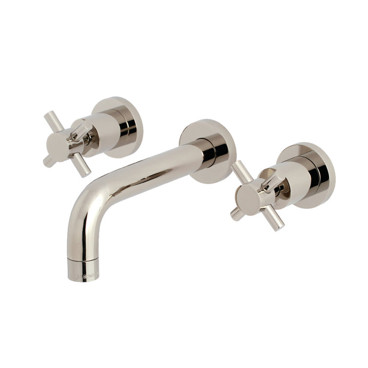Concord Brushed Brass Dual-Handle Modern Wall Mount Faucet