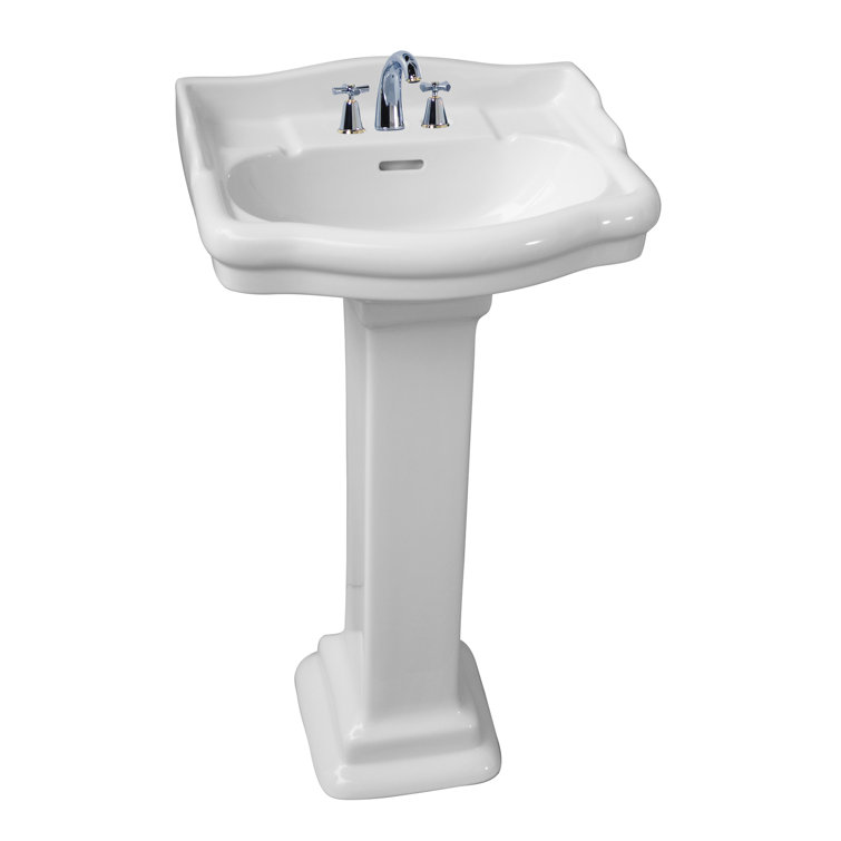 Stanford 24'' White Ceramic Pedestal Sink with Overflow