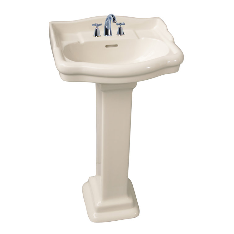 Stanford 26" Beige Ceramic Pedestal Sink with Overflow