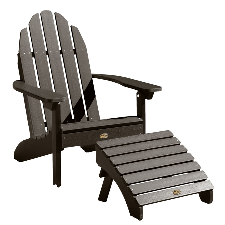 Canyon Brown Recycled Plastic Adirondack Chair with Ottoman