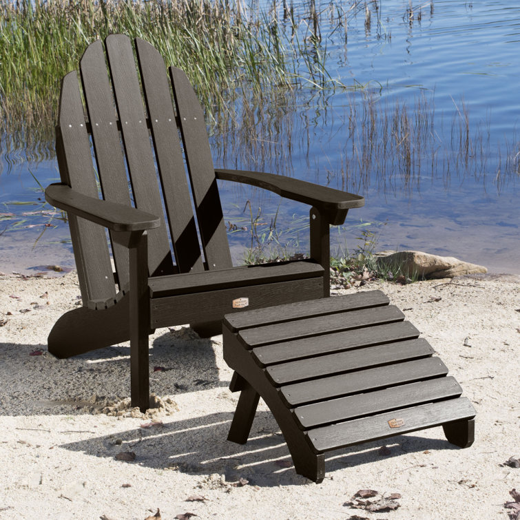 Canyon Brown Recycled Plastic Adirondack Chair with Ottoman
