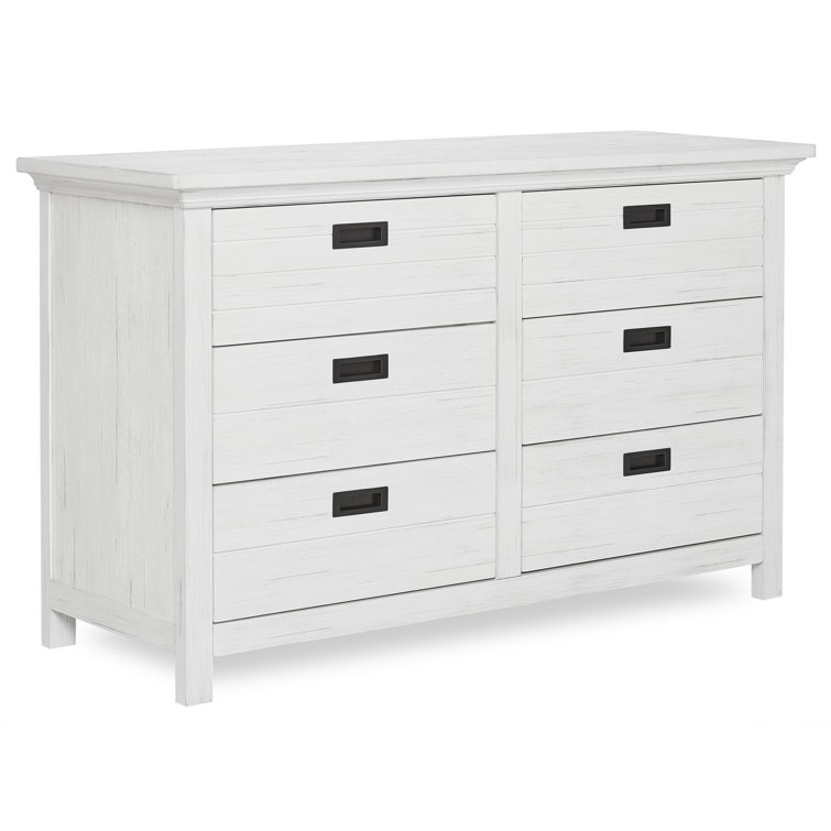 Farmhouse Weathered White Double Dresser with Dovetail Drawers