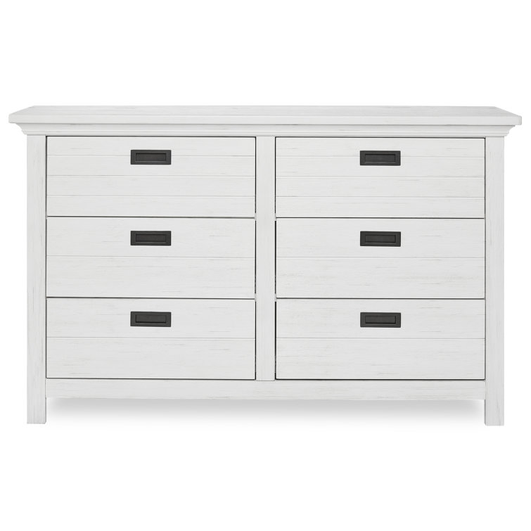 Farmhouse Weathered White Double Dresser with Dovetail Drawers