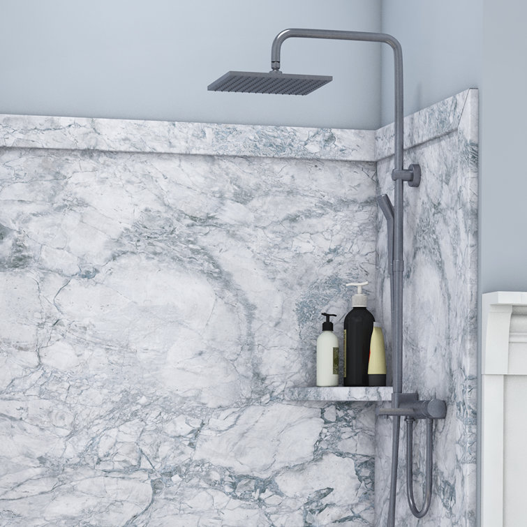 Elegance Everest Gray Marble 80" Alcove Shower Surround