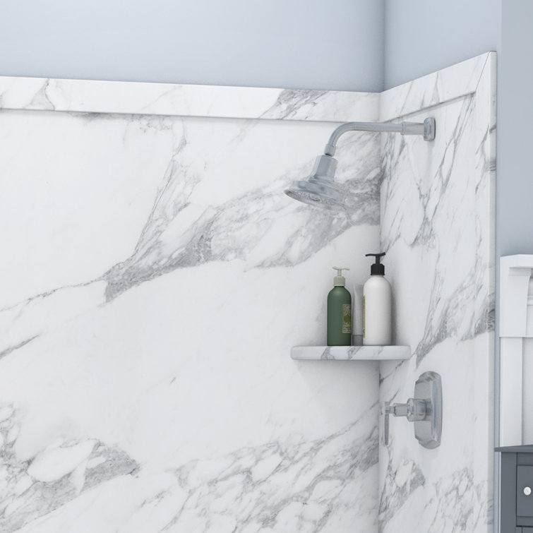 Calacatta White Composite Polyvinyl Corner Shelf Niche