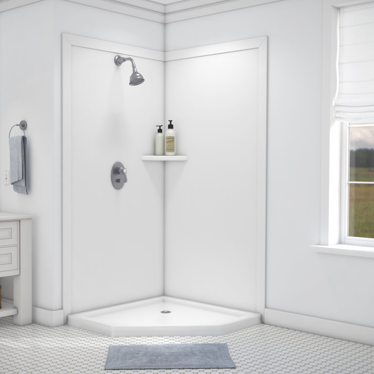 Splendor White 40" x 40" x 80" Corner Shower Kit