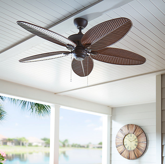 Roman Bronze 52'' Ceiling Fan with Palm Leaf Blades