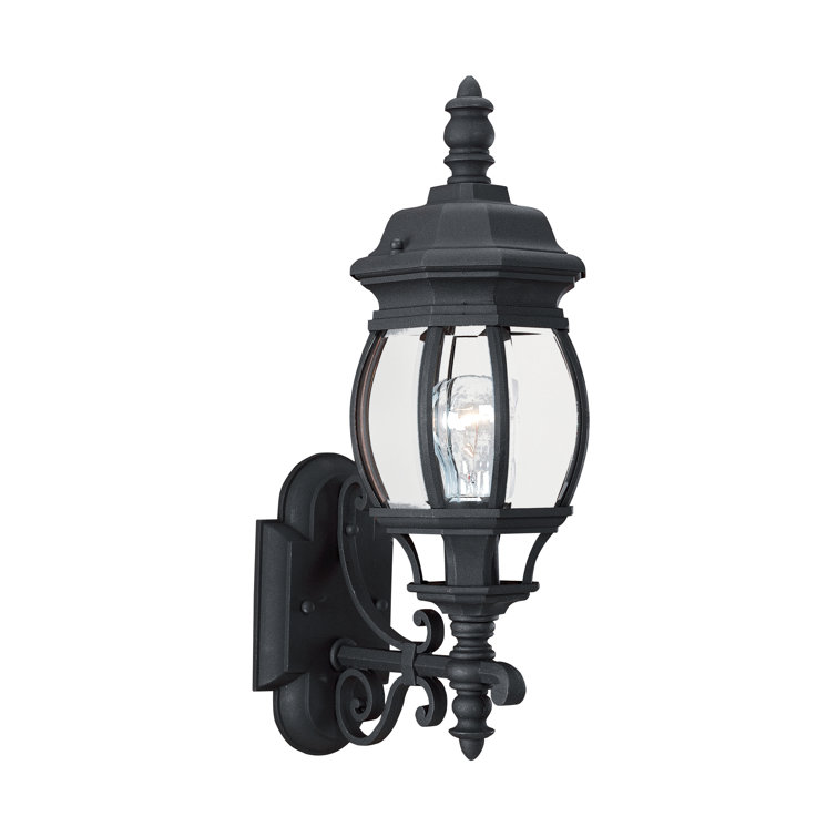 Black Aluminum Outdoor Wall Lantern with Clear Beveled Glass