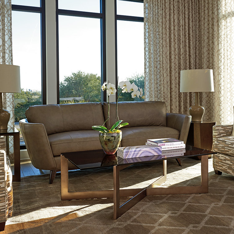 Kahn Full Grain Leather Sofa with Down Fill & Nailhead Accents