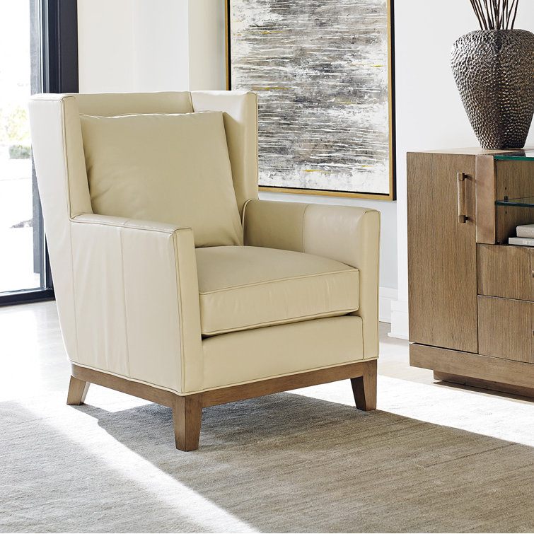 Atlas Full Grain Leather Wingback Chair in Natural Beige