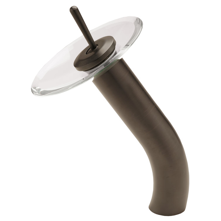 Oil Rubbed Bronze Single Handle Vessel Sink Faucet with Clear Glass Disc