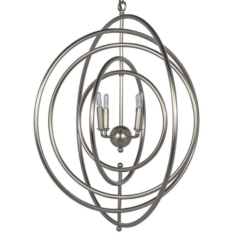 Brooks 30" Antique Silver Globe Chandelier with Glass Accents