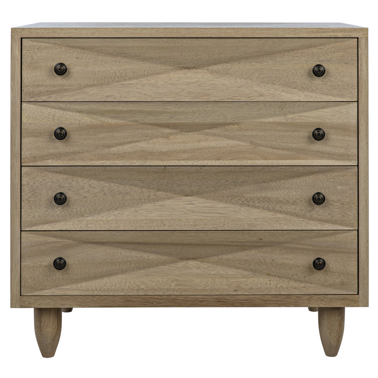 Noir Diamond Mid-Century Washed Walnut Double Dresser