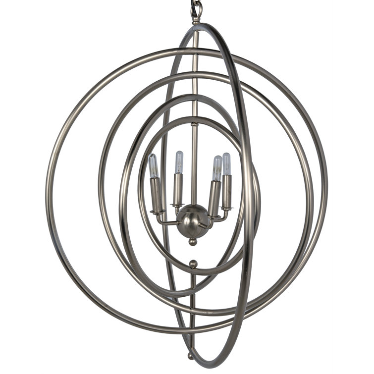 Brooks 30" Antique Silver Globe Chandelier with Glass Accents
