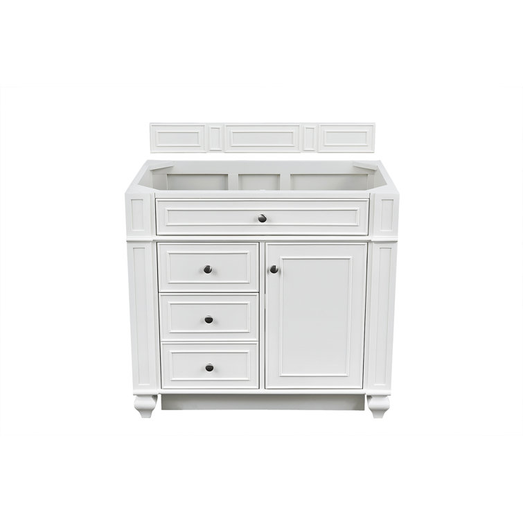Bright White 36" Freestanding Single Vanity Base with Veneer