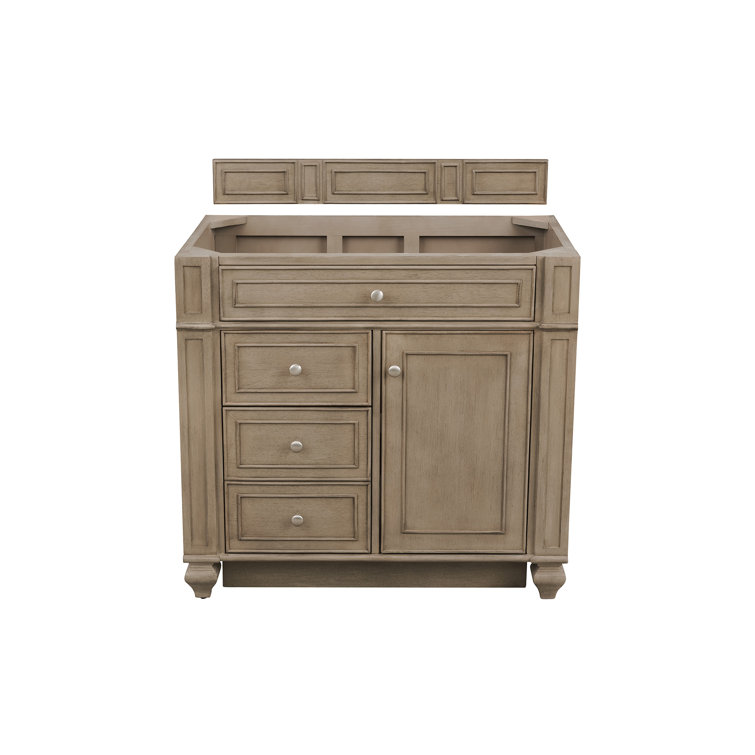 Bristol 36" Whitewashed Walnut Single Vanity Base with Drawers