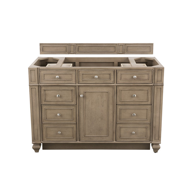Whitewashed Walnut 48" Single Bathroom Vanity Base with Porcelain Sink