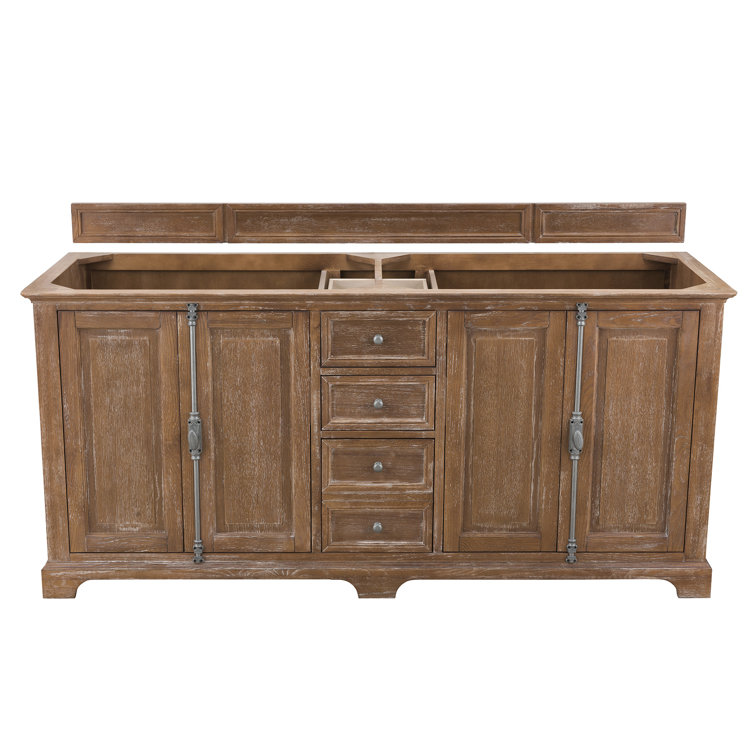 Providence 72" Light Wood Double Vanity with Ethereal Noctis Quartz Top