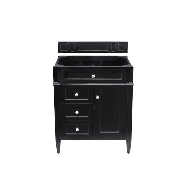 Black Solid Wood Single Vanity Base with Backsplash